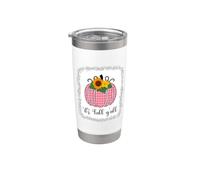 It's Fall Yall Halloween Blanqueado Rosa Calabaza Buffalo Plaid Vaso térmico de acero inoxidable de doble pared