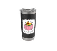 It's Fall Yall Halloween Blanqueado Rosa Calabaza Buffalo Plaid Vaso térmico de acero inoxidable de doble pared