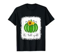 Its Fall Yall Halloween Blanqueado Verde Calabaza Buffalo Plaid Camiseta gráfica económica