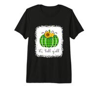 Its Fall Yall Halloween Blanqueado Verde Calabaza Buffalo Plaid Camiseta Premium