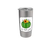 Its Fall Yall Halloween Blanqueado Verde Calabaza Buffalo Plaid Vaso térmico de acero inoxidable de doble pared