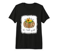 It's Fall Y'all Pumpkin Leopard Print Acción de Gracias Halloween Camiseta Premium