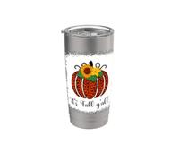 It's Fall Y'all Pumpkin Leopard Print Acción de Gracias Halloween Vaso térmico de acero inoxidable de doble pared