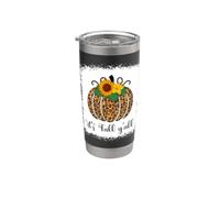 It's Fall Y'all Pumpkin Leopard Print Acción de Gracias Halloween Vaso térmico de acero inoxidable de doble pared