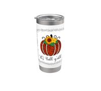It's Fall Y'all Pumpkin Leopard Print Acción de Gracias Halloween Vaso térmico de acero inoxidable de doble pared