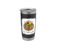 It's Fall Y'all Pumpkin Leopard Print Acción de Gracias Halloween Vaso térmico de acero inoxidable de doble pared