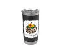 It's Fall Y'all Pumpkin Leopard Print Acción de Gracias Halloween Vaso térmico de acero inoxidable de doble pared