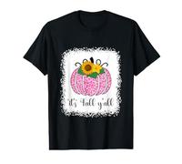It's Fall Yall Pumpkin Rosa con Estampado de Leopardo para Mujer Camiseta gráfica económica