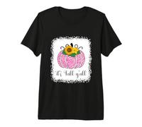It's Fall Yall Pumpkin Rosa con Estampado de Leopardo para Mujer Camiseta Premium
