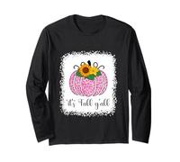 It's Fall Yall Pumpkin Rosa con Estampado de Leopardo para Mujer Manga Larga