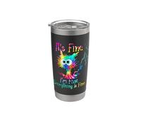 It's fine I'm fine everything is fine amusing and funny cat Vaso térmico de acero inoxidable de doble pared
