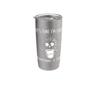 It's Fine I'm Fine Everything Is Fine Café Pollo Humor Vaso térmico de acero inoxidable de doble pared