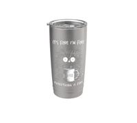 It's Fine I'm Fine Everything Is Fine Café Pollo Humor Vaso térmico de acero inoxidable de doble pared