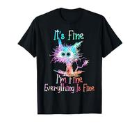It's Fine I'm Fine Everything Is Fine Camisa Tie Dye Cat Camiseta
