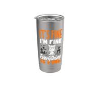 It's Fine I'm Fine Everything is Fine Christmas Cat Mujeres Hombres Vaso térmico de acero inoxidable de doble pared