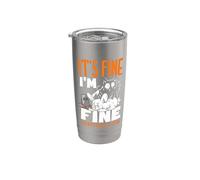 It's Fine I'm Fine Everything is Fine Christmas Cat Mujeres Hombres Vaso térmico de acero inoxidable de doble pared