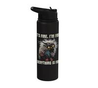 It's Fine I'm Fine Everything is Fine - Divertido gato sobrecargado Stainless Steel Insulated Water Bottle