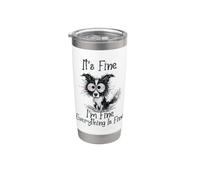 It's Fine I'm Fine Everything is Fine Funny Border Collie Dog Vaso térmico de acero inoxidable de doble pared