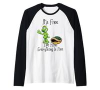 It's Fine I'm Fine Everything is Fine Funny Cute Turtle Camiseta Manga Raglan