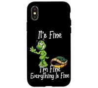 It's Fine I'm Fine Everything is Fine Funny Cute Turtle Carcasa para iPhone X/XS