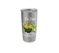 It's fine I'm fine everything is fine funny Cute Turtle Vaso térmico de acero inoxidable de doble pared