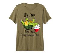 It's Fine I'm Fine Everything is Fine Funny Cute Xmas Turtle Camiseta Premium