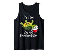 It's Fine I'm Fine Everything is Fine Funny Cute Xmas Turtle Camiseta sin Mangas