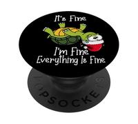 It's Fine I'm Fine Everything is Fine Funny Cute Xmas Turtle PopSockets PopGrip Adhesivo