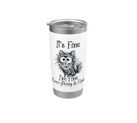 It's Fine I'm Fine Everything is Fine Funny Pomerania Dog Vaso térmico de acero inoxidable de doble pared