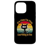 It's Fine I'm Fine Everything Is Fine Retro Vintage Gato Negro Carcasa para iPhone 14 Pro MAX