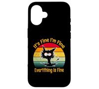 It's Fine I'm Fine Everything Is Fine Retro Vintage Gato Negro Carcasa para iPhone 16