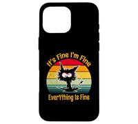 It's Fine I'm Fine Everything Is Fine Retro Vintage Gato Negro Carcasa para iPhone 16 Pro MAX