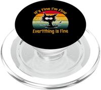 It's Fine I'm Fine Everything Is Fine Retro Vintage Gato Negro PopSockets PopGrip para MagSafe