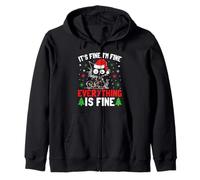 It's Fine I'm Fine Everything Is Fine Xmas Gato Navidad Sudadera con Capucha