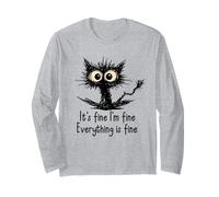 It's Fine I'm Fine Funny Chaotic Cat Meme Morning Mood Manga Larga