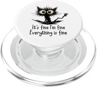 It's Fine I'm Fine Funny Chaotic Cat Meme Morning Mood PopSockets PopGrip para MagSafe