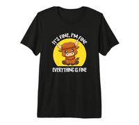 It's Fine I'm Fine Kawaii Heifer Scottish Highland Cow Lover Camiseta Premium