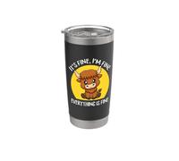 It's Fine I'm Fine Kawaii Heifer Scottish Highland Cow Lover Vaso térmico de acero inoxidable de doble pared