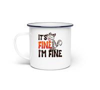 It's Fine I'm Fine Miezekatze Gatito - Taza esmaltada, talla única, color blanco