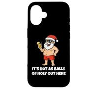 It's Hot As Balls of Holly out Here Funny Santa Christmas Carcasa para iPhone 16