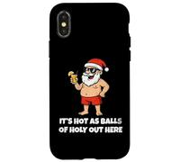 It's Hot As Balls of Holly out Here Funny Santa Christmas Carcasa para iPhone X/XS