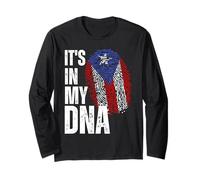 IT'S IN MY DNA Bandera de Puerto Rico Hombres Mujeres Niñas Niños Manga Larga