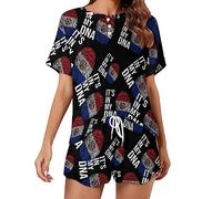 It's In My DNA - Conjunto de pijama de 2 piezas con la bandera de Paraguay para mujer, de manga corta, ropa de dormir suave, estilo 15