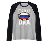It's In My DNA Russian Roots Russia Flag Camiseta Manga Raglan