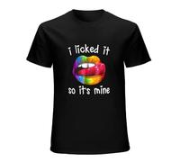 It's LGBT Rainbow It I Gay Yellow Mine So Lips Licked Pride Men's T-Shirt Unisex Black Cotton Hip Hop Print tee Shirts L