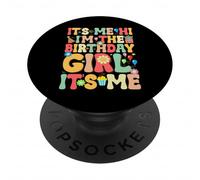 It's Me Hi I'm The Birthday Girl Retro Colors PopSockets PopGrip Adhesivo