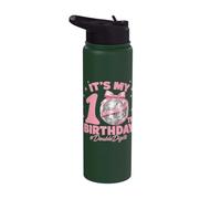 It's My 10th Birthday Girl Double Digits Bow Disco Ball Stainless Steel Insulated Water Bottle