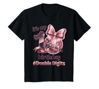 Its My 10th Birthday Girl Double Digits Pink Bow Disco Women Camiseta