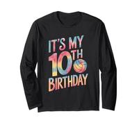 It's My 10th Birthday Volleyball Tie Dye Party Celebration Manga Larga