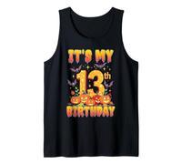 It's My 13th Birthday Party 13 Year Old Halloween Pumpkin Camiseta sin Mangas